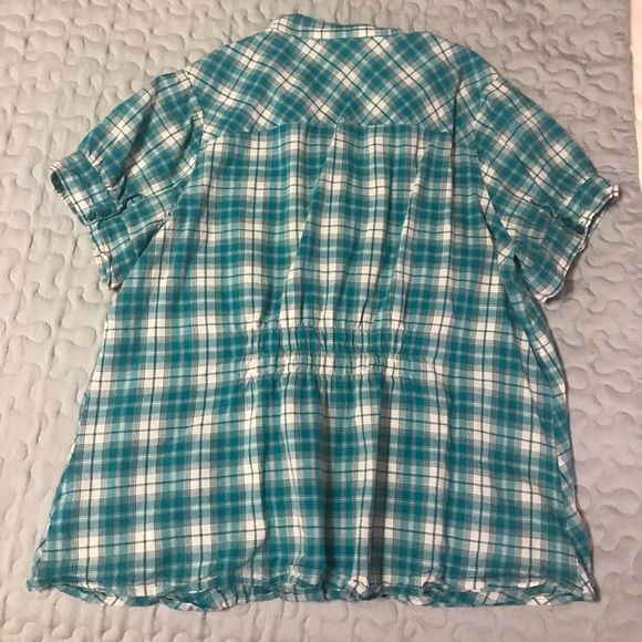 St John’s Bay Plaid Button-up Shirt, Teal - Picture 2 of 4